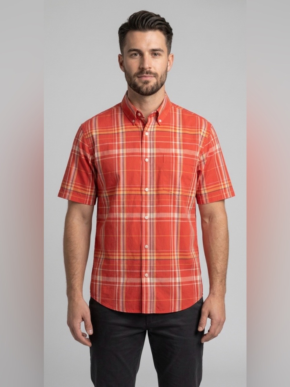 Consensus Sportswear Red plaid button down shirt L